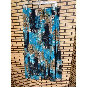 JM Collection‎ Teal And Brown Lace Maxi Skirt Size Large
